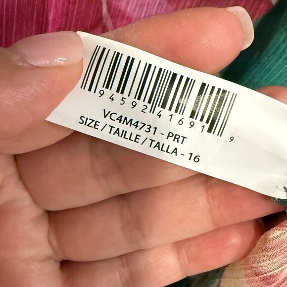 NEW Vince Camuto Red and Green Asymmetrical Wrap Sundress Plus Size 16 - Picture 6 of 7